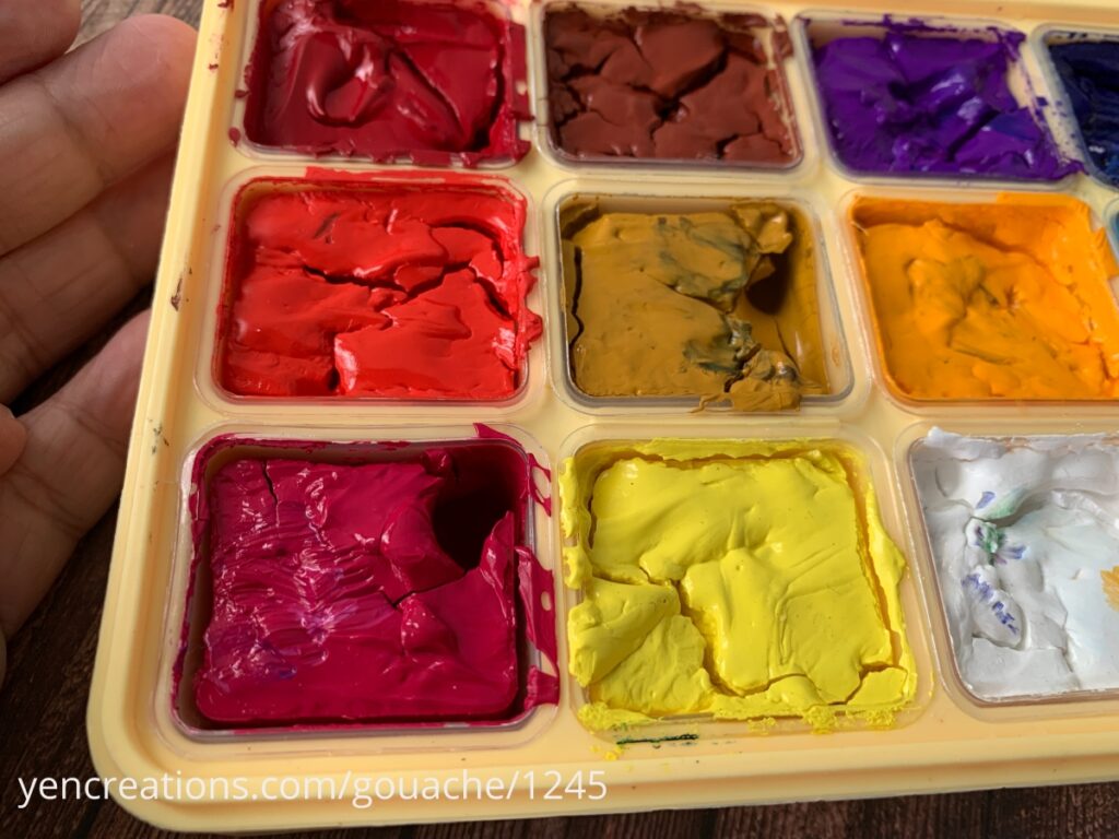 cleaning my himi gouache palette after forgetting about it for a