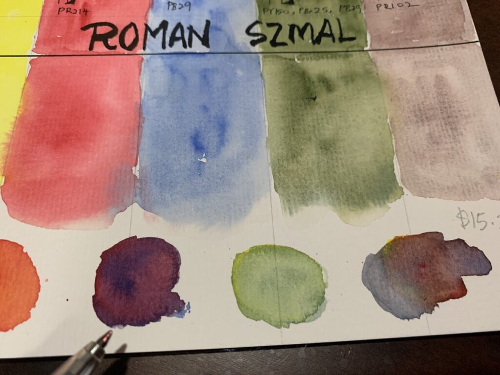 Swatching Roman Szmal Professional Watercolour - Yen CreationsYen 
